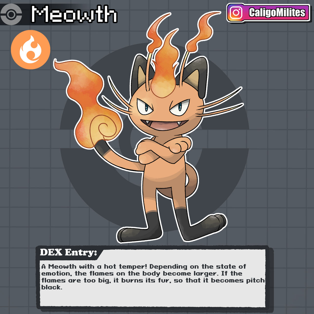 Fire Type Meowth Pokemon Fakemon by CaligoMilites on DeviantArt