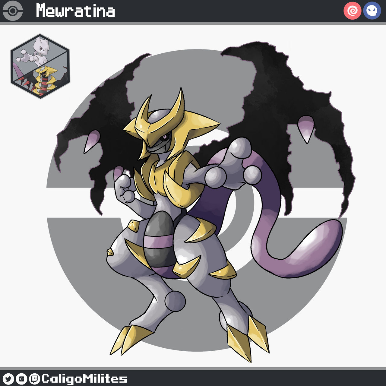 Garintna Fusion: Mewtwo and Giratina Pokemon Fakemon by CaligoMilites on DeviantArt