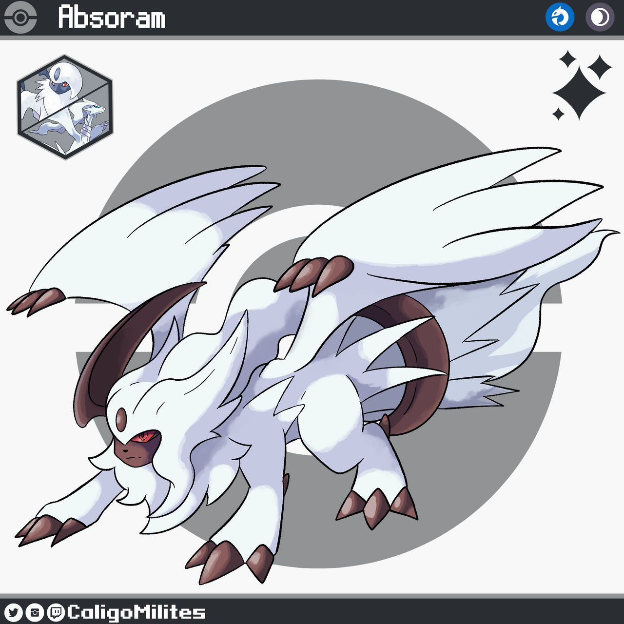 Fusion: Absol and Reshiram Pokemon Fakemon by CaligoMilites on DeviantArt
