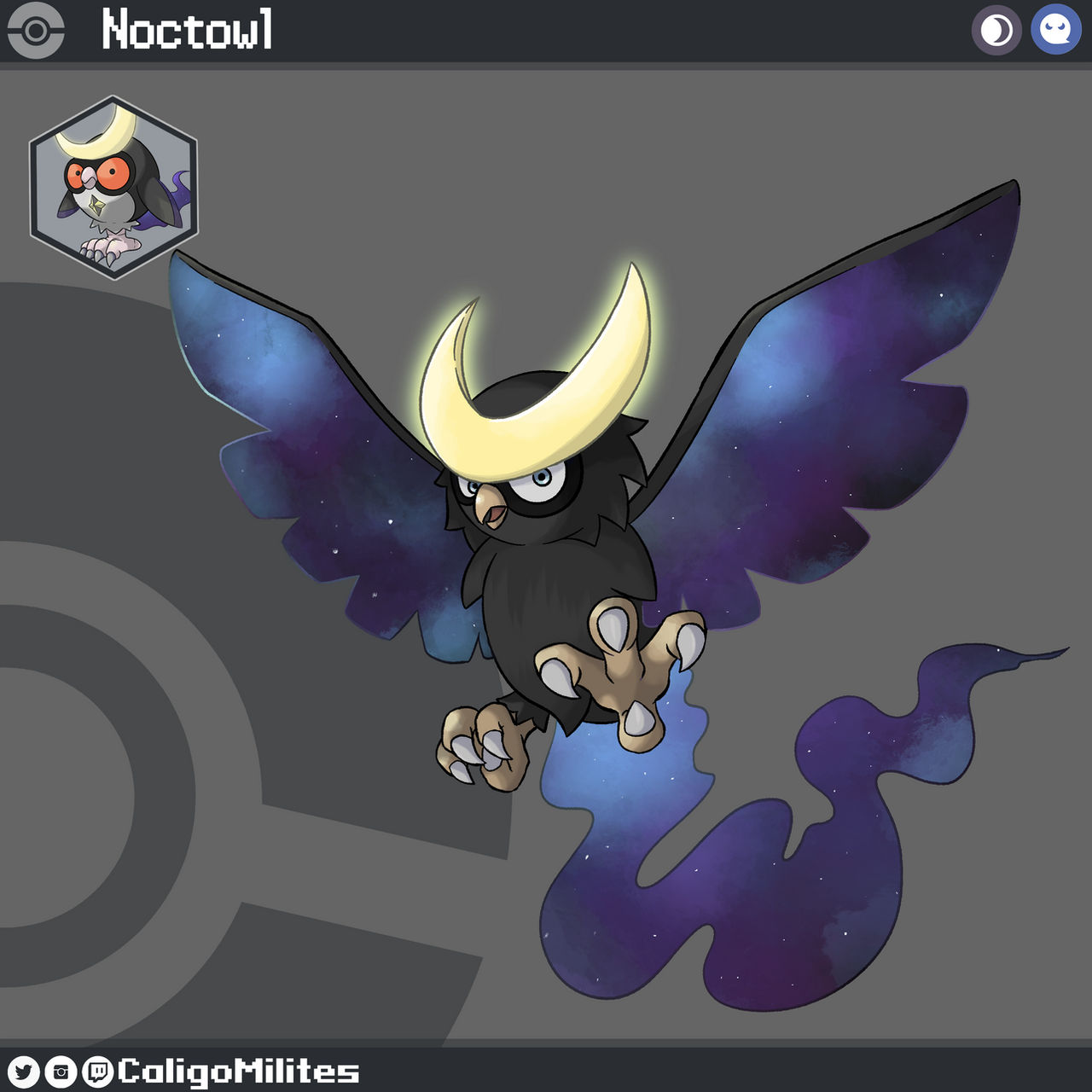 Fakemon Shadow Regional Noctowl Dark Ghost Pokemon fakemon by CaligoMilites on DeviantArt
