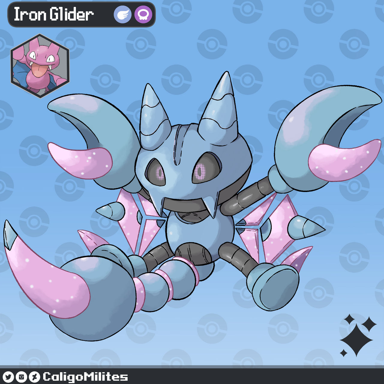 Iron Glider - Paradox Gligar Pokemon Fakemon by CaligoMilites on DeviantArt