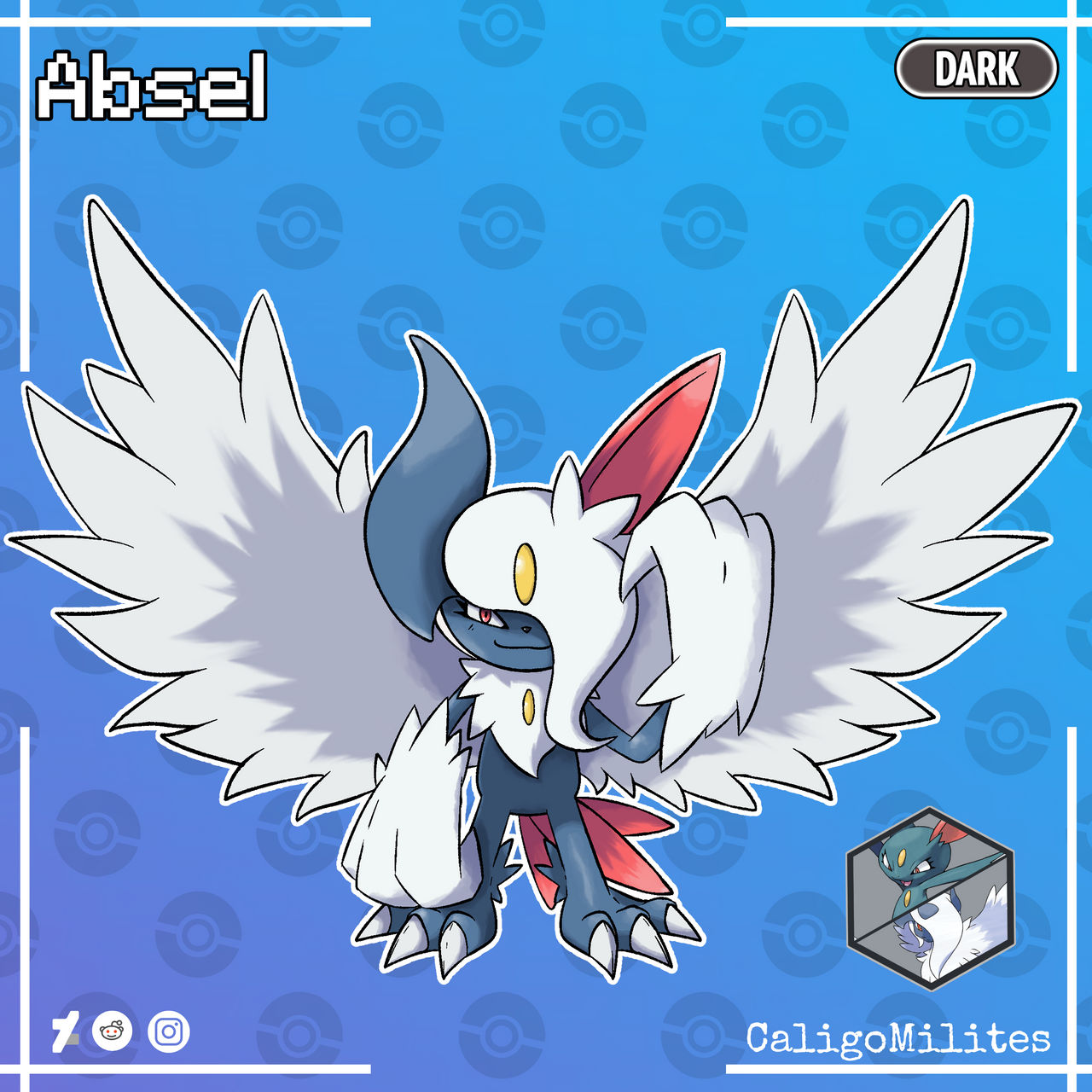 Fusion Absol and Sneasel Pokemon Fakemon by CaligoMilites on DeviantArt