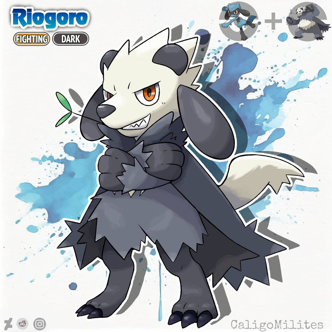Fusion Riolu and Pangoro Pokemon Fakemon by CaligoMilites on DeviantArt