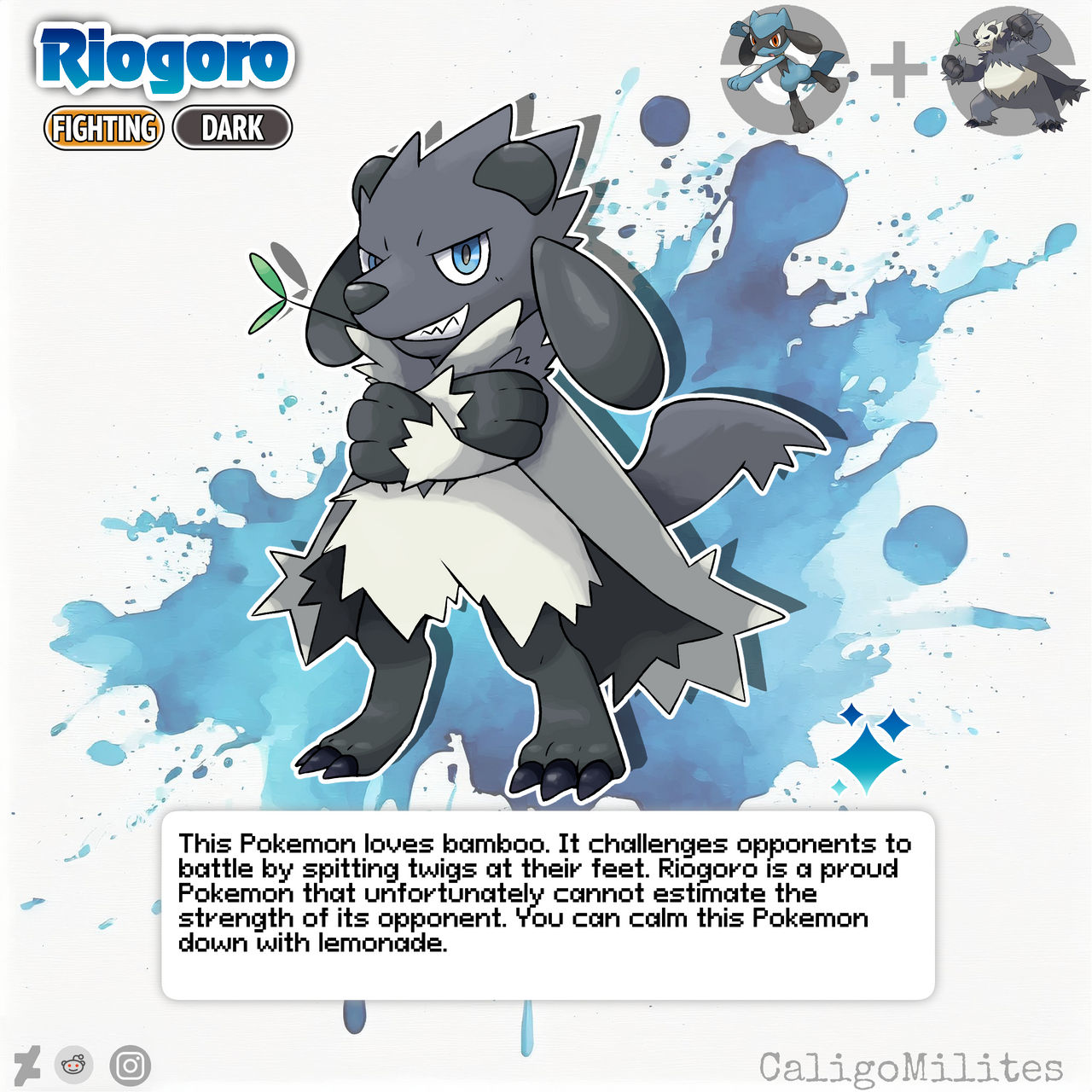 Fusion Riolu and Pangoro Pokemon Fakemon by CaligoMilites on DeviantArt