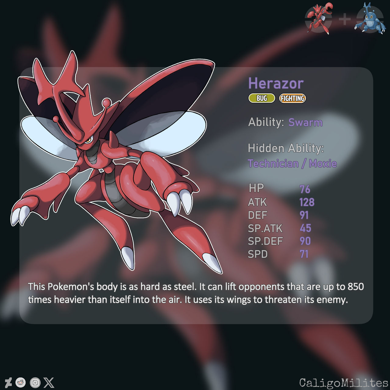 Heracross and Scizor Fusion Pokemon Fakemon