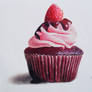 Chocolate Cupcake with raspberry -Colored Pencils