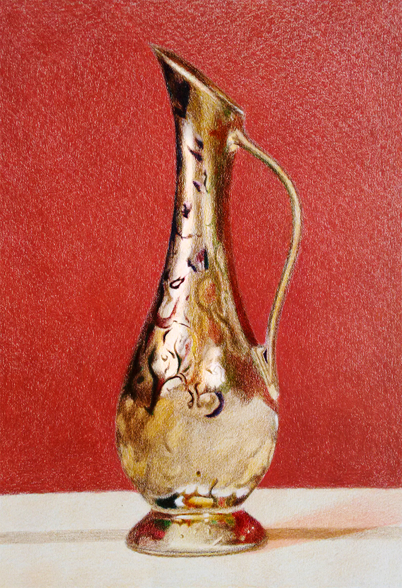 A golden jug - Prismacolor pencils - layering.