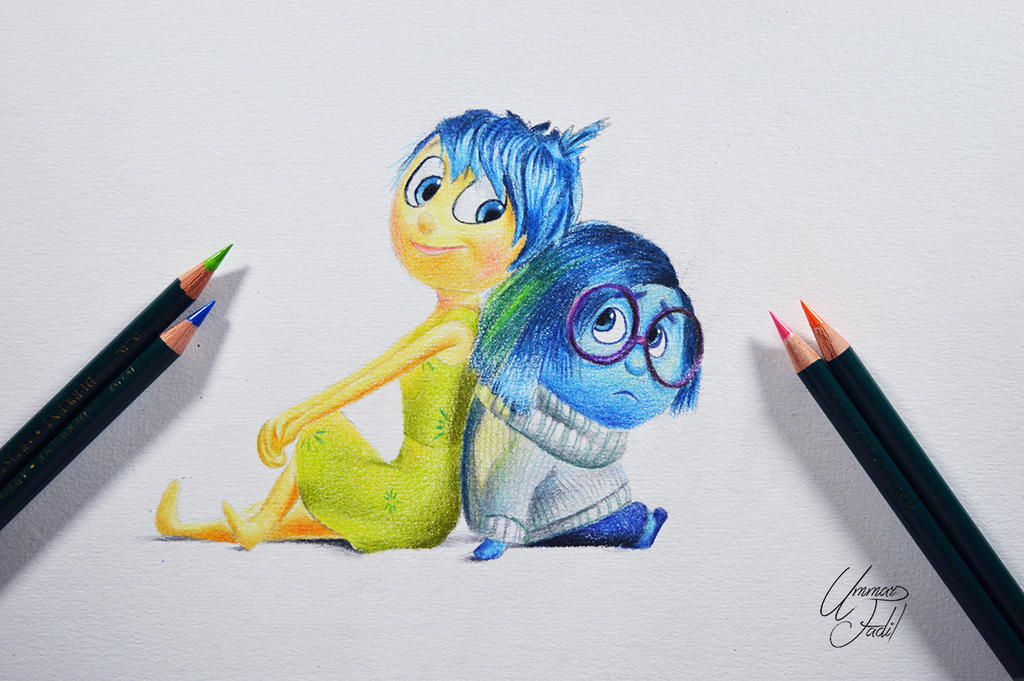 Joy And Sadness Inside Out Colored Pencils By F A D I L On