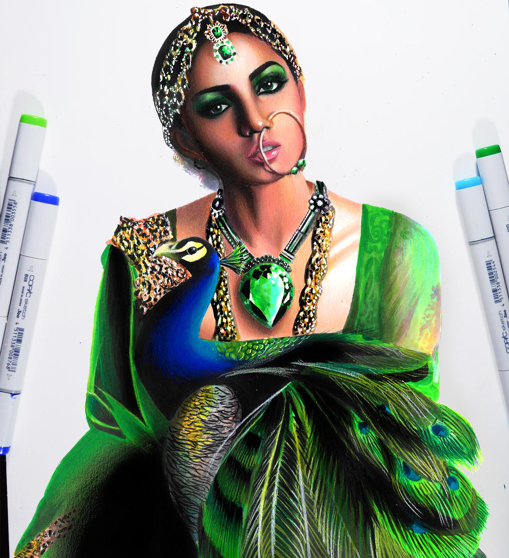 Queen Emerald -- Copic markers and prismacolor