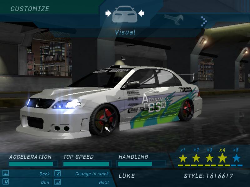 Need For Speed Underground 2 Mitsubishi Lancer Evo I-VI (Inc Honda Prelude)  [Addon]
