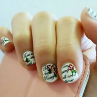 Newspaper Printed Floral Nails