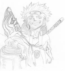 Naruto with Katana and Scroll