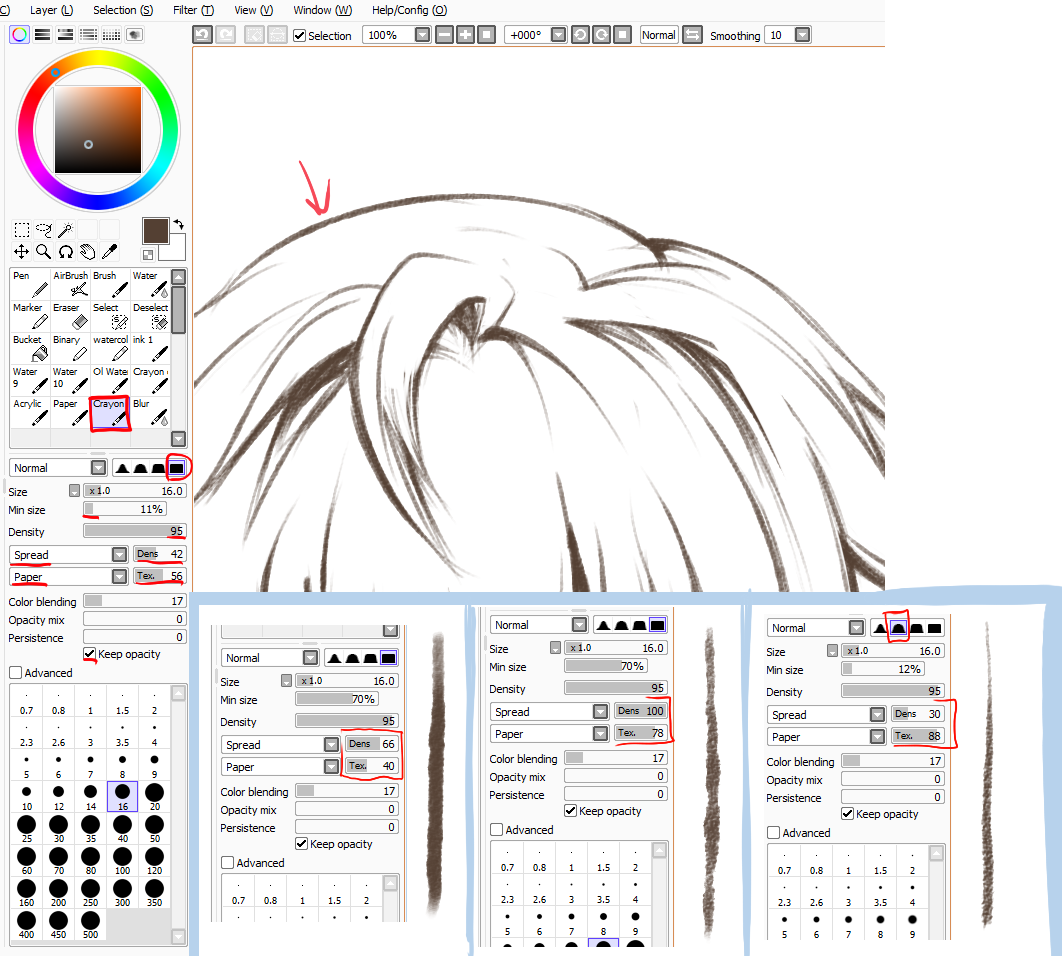 Paint Tool SAI. Crayon Settings