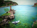 Soft Pastel Landscape AMASRA small port by blackblacksea