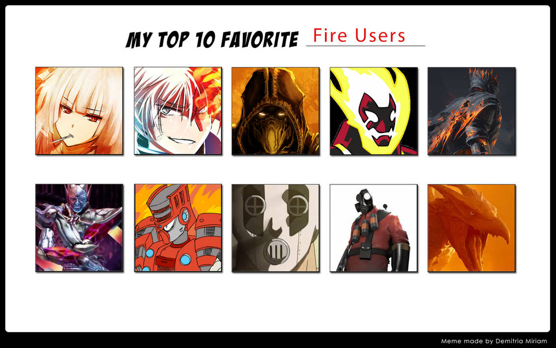 Fire Power Users My Top 10 Favorite Fire Users by ShadowKnight49 on DeviantArt