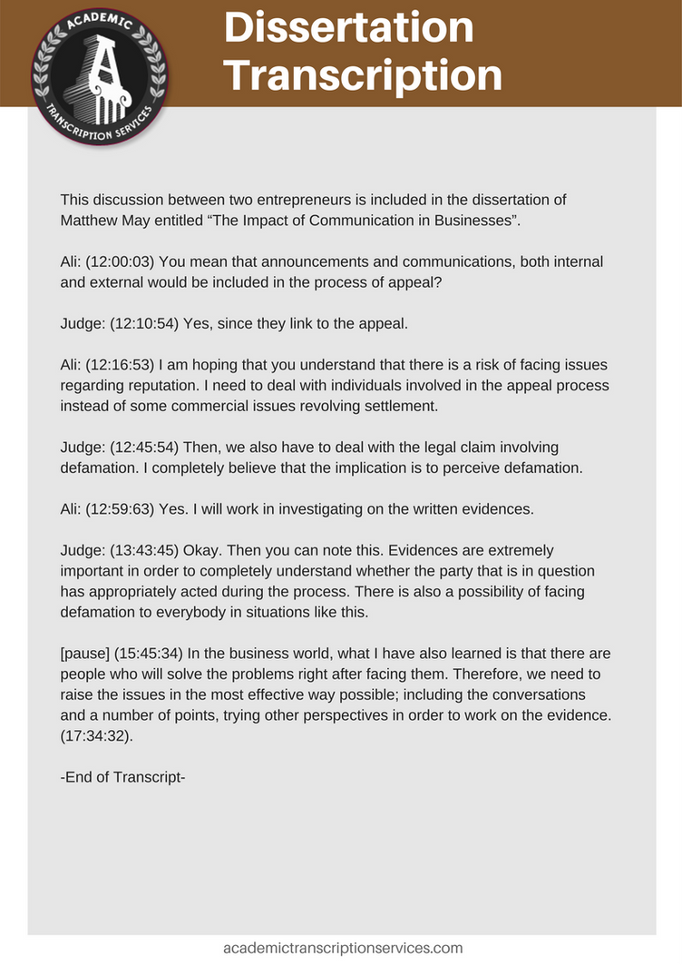 Dissertation Transcription Sample by TranscriptionSamples on DeviantArt