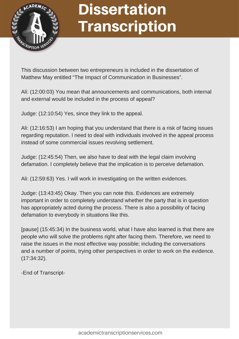 Transcript Examples For Dissertation Dissertation Transcription Sample by TranscriptionSamples on DeviantArt