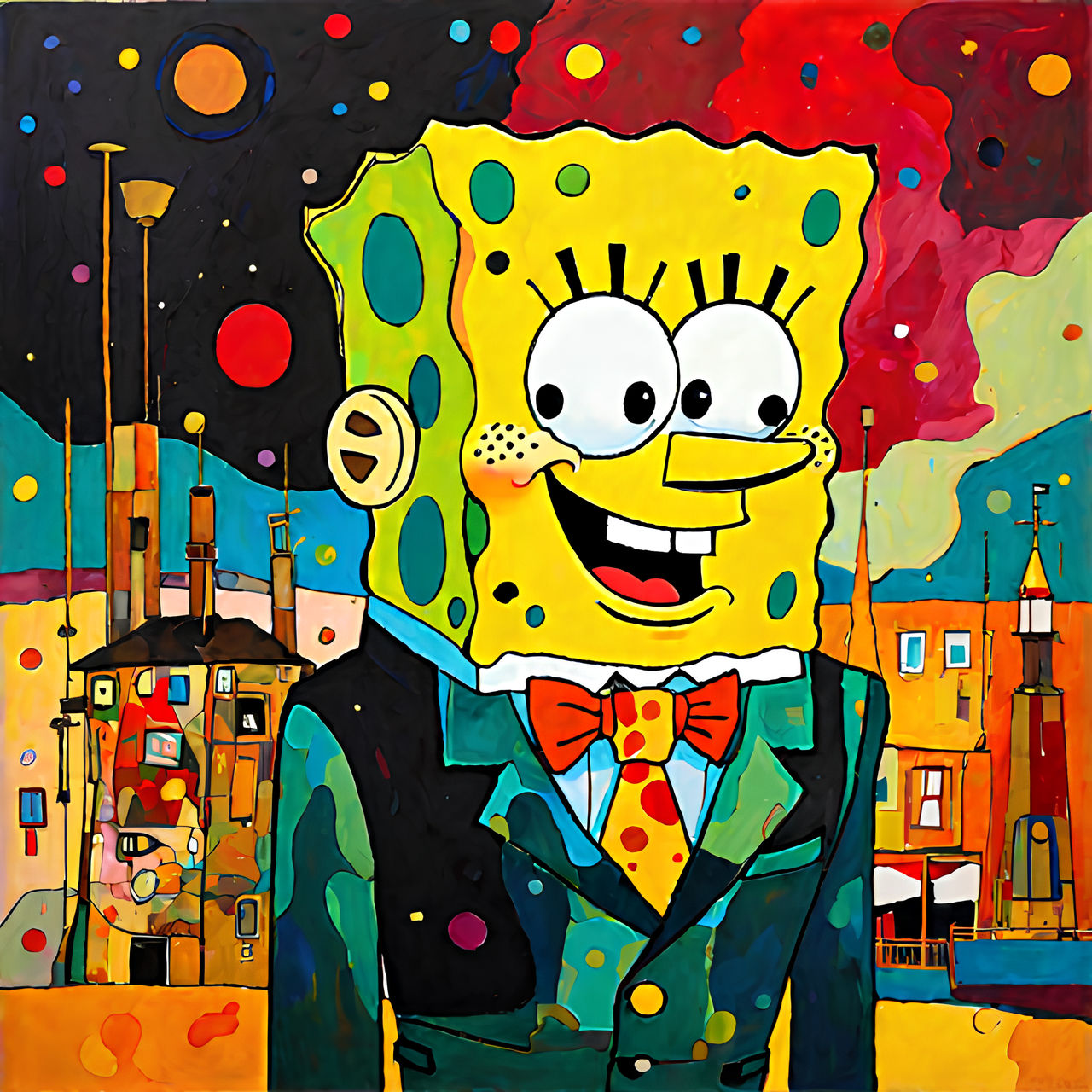 Spongebob Abstract Painting