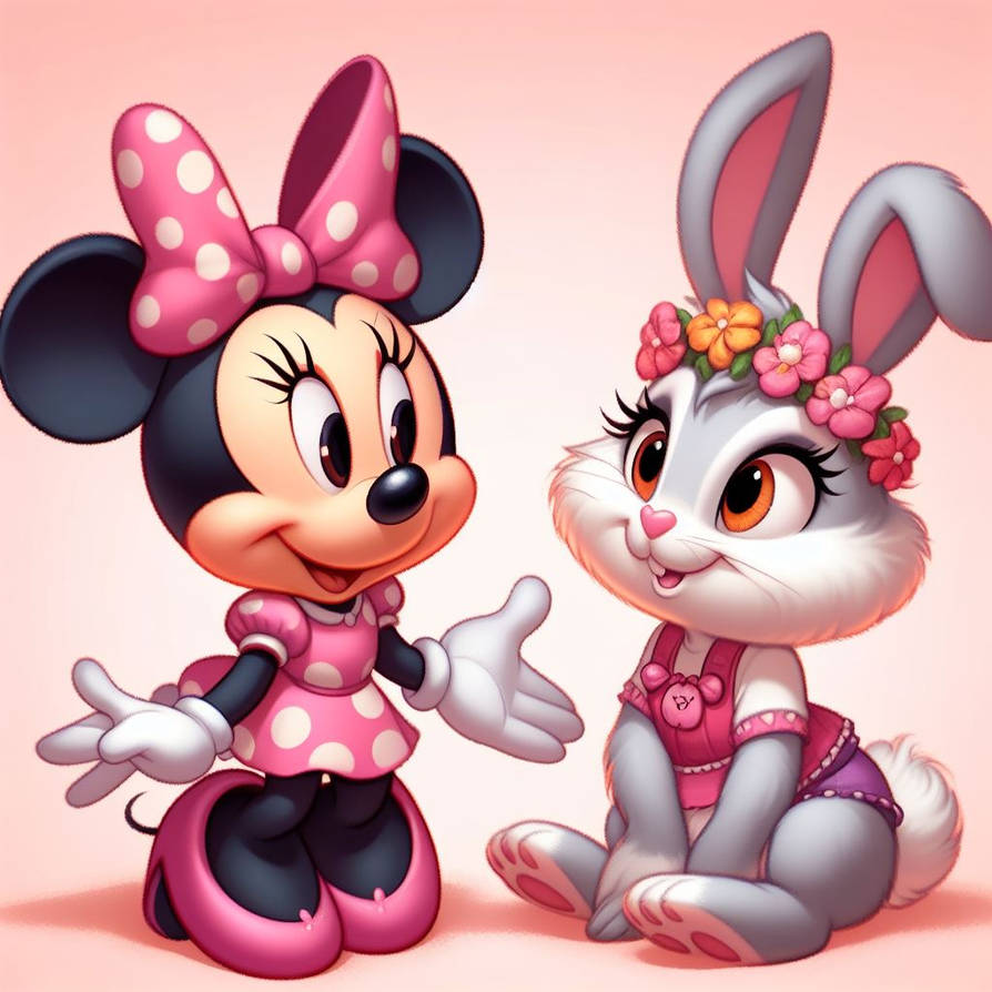 Minnie Mouse meets the bunny by iamalexcaspian on DeviantArt