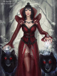 Priestess and shadow wolves by AyyaSAP