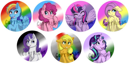 Pride Ponies! button set