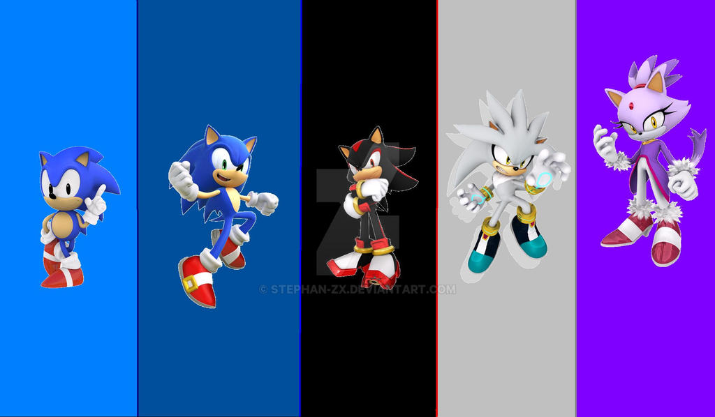Classic Sonic, Modern Sonic, Shadow, Silver An by stephan-zx on DeviantArt