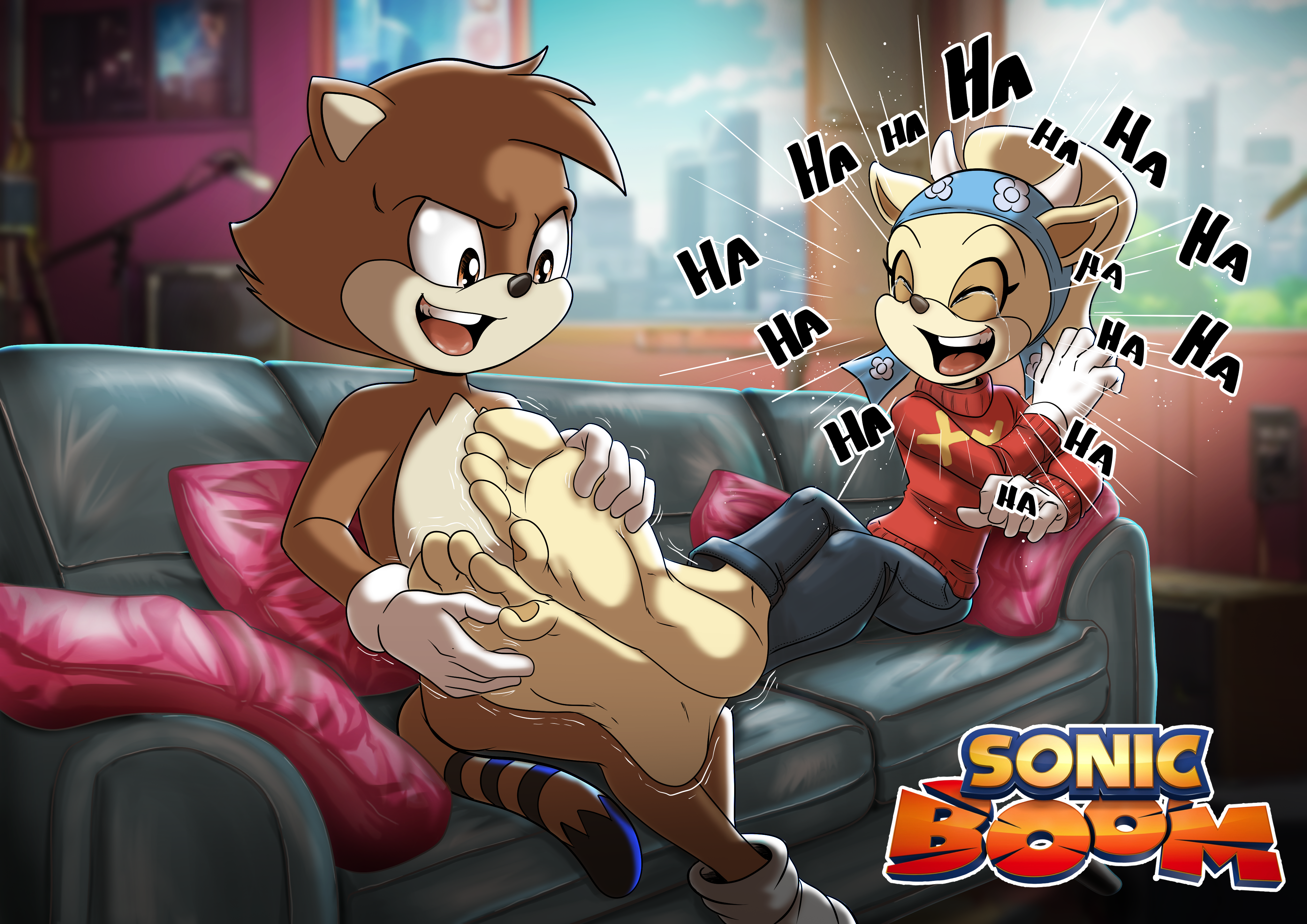 Lady Goat: Bare feet are fair game for tickling!