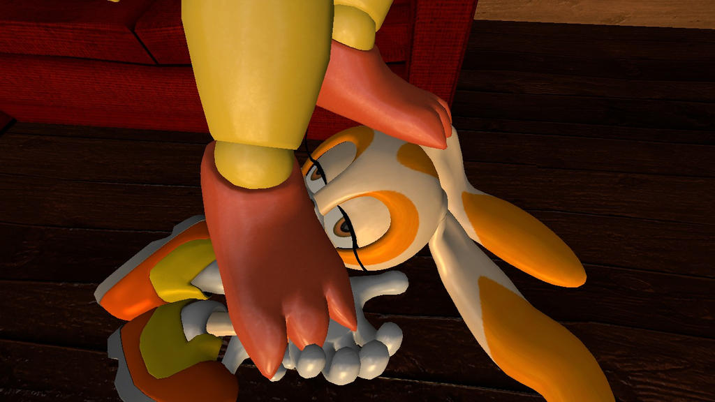 Cream worshipping Toy Chica's feet 1 (request) by hectorlongshot o...