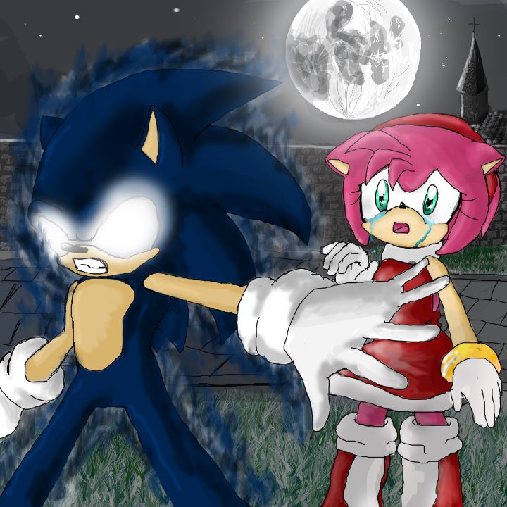 sonic the hedgehog, amy rose, and dark sonic (sonic) drawn by