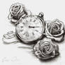 Timepiece and Roses - Desaturated