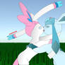 Sylveon and Glaceon-Licking togue