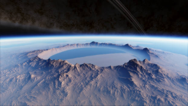 A partly water-filled crater 4K