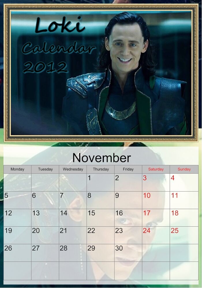 Loki Calendar - November 2012 by LuluDarling on DeviantArt Loki Calendar - November 2012 by LuluDarling on DeviantArt