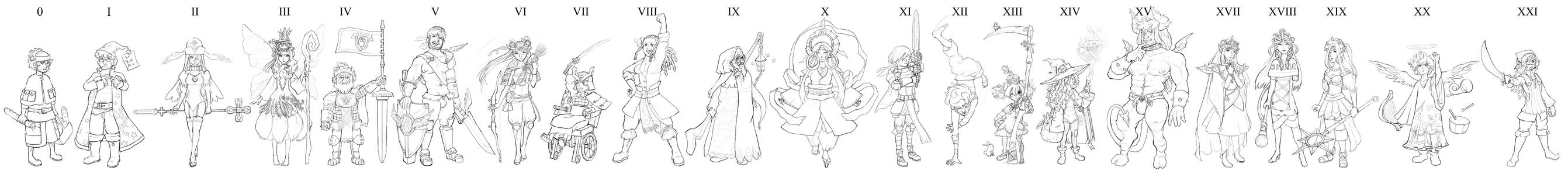 Possible character designs: line art