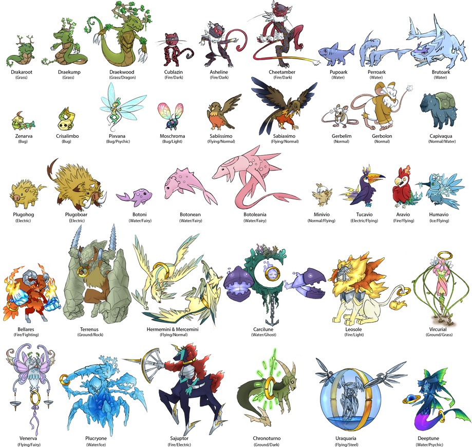 Magic Types Fakemon Some Fakemon by gabmonteiro9389 on DeviantArt