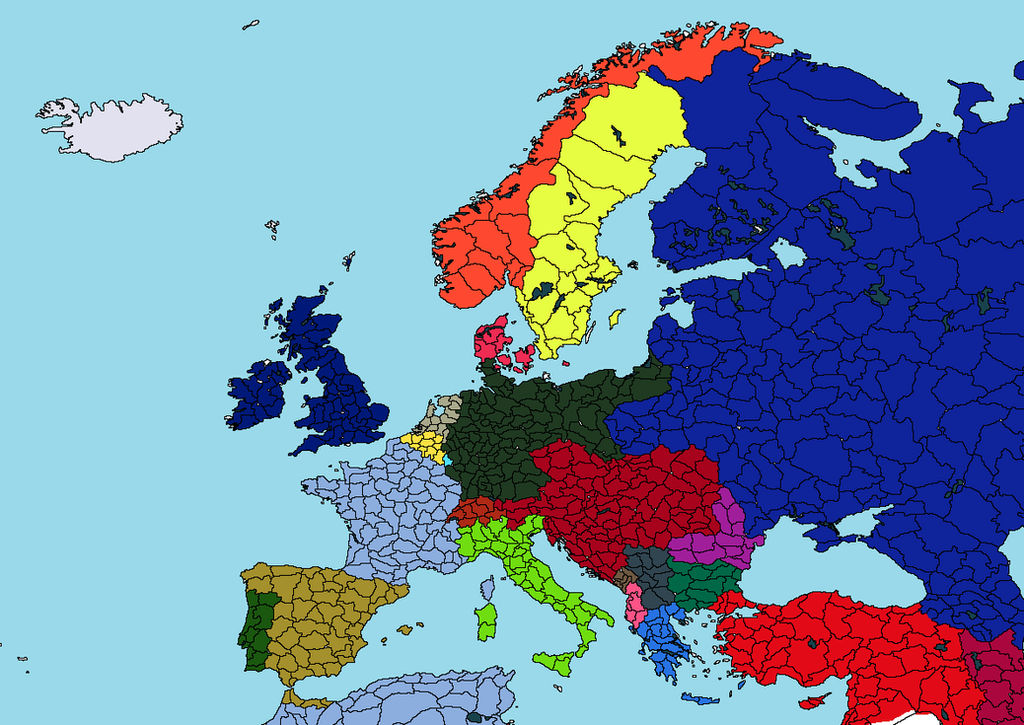 Eu 01. Карта Европы 1936 года. Карта Европы 1914 с флагами. Map_of_Europe_1.