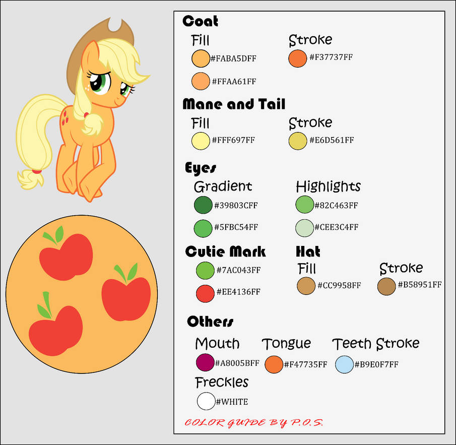 Color Guide - Applejack by MidnightBlitzz on DeviantArt