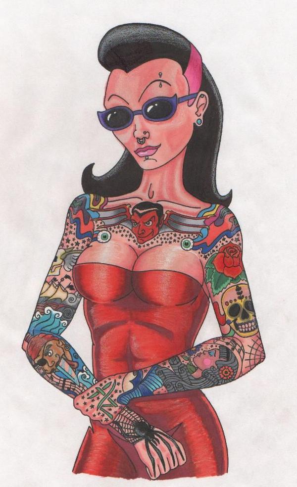 Tattooed woman.