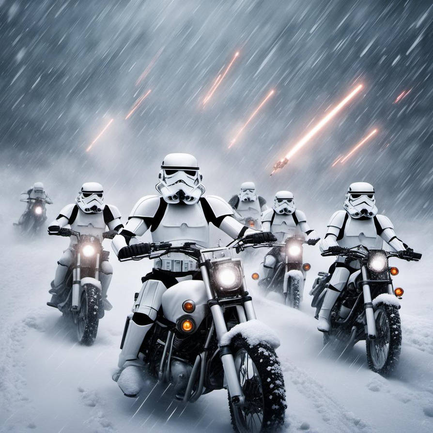 Group of storm troopers riding motorcycles in the by douglass707 on ...