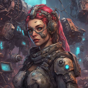 Female Cybernetic Junkyard Scavenger
