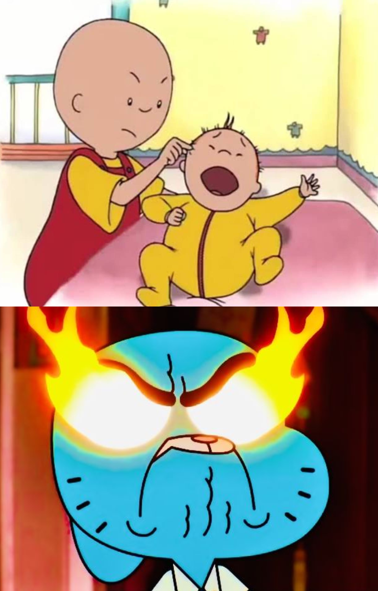 Nicole hates caillou pinching rosie