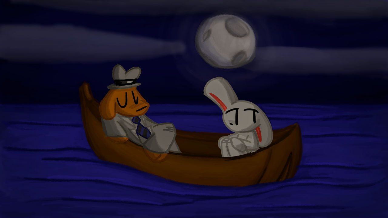 Sam and Max in a boat (04.08.2024) by Zaptor37 on DeviantArt