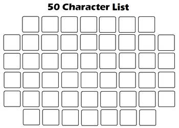 Favorite 50 Character List Template