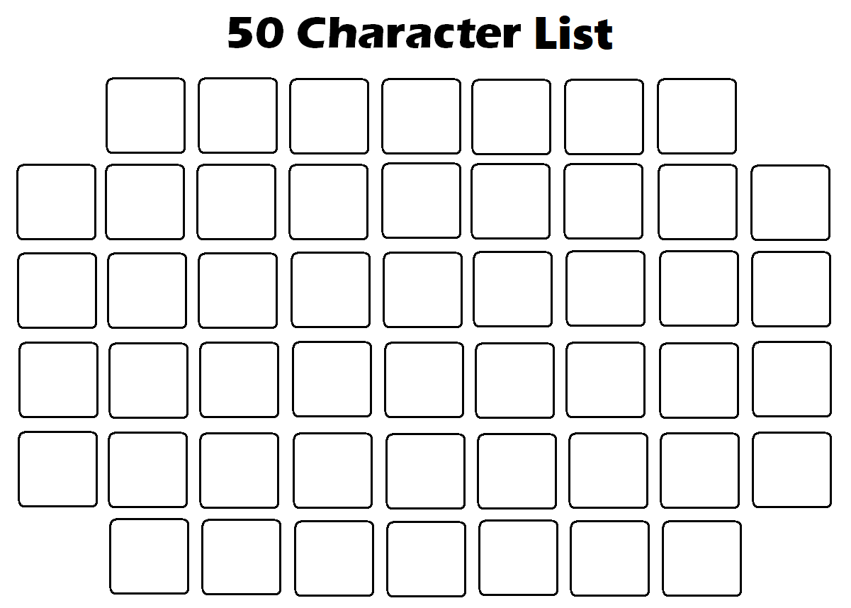 Favorite 50 Character List Template