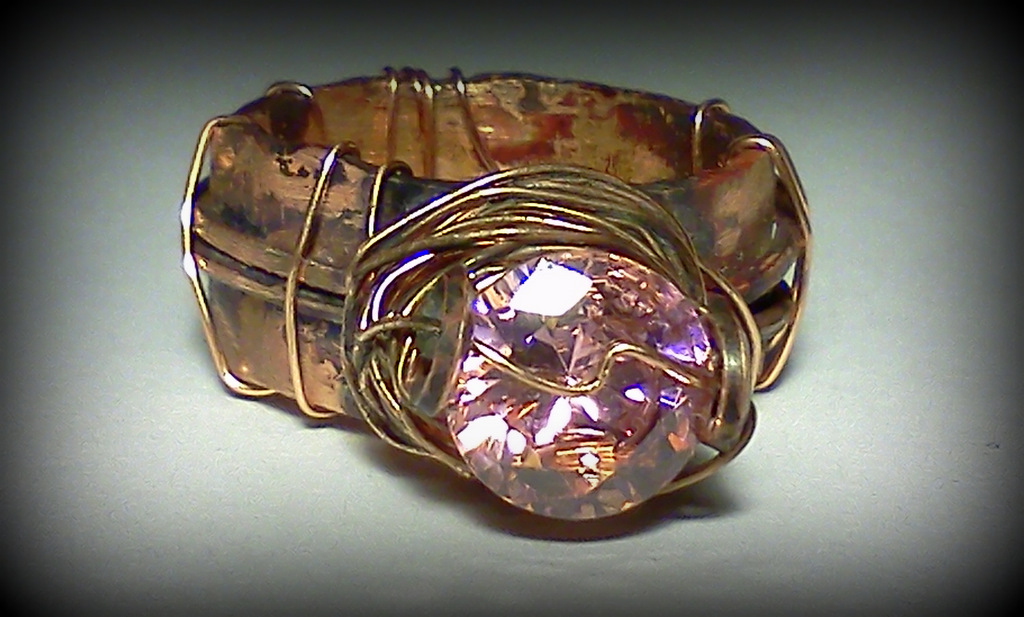 Copper Band with Pink CZ