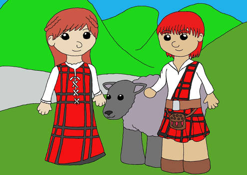 Scottish kids and lamb