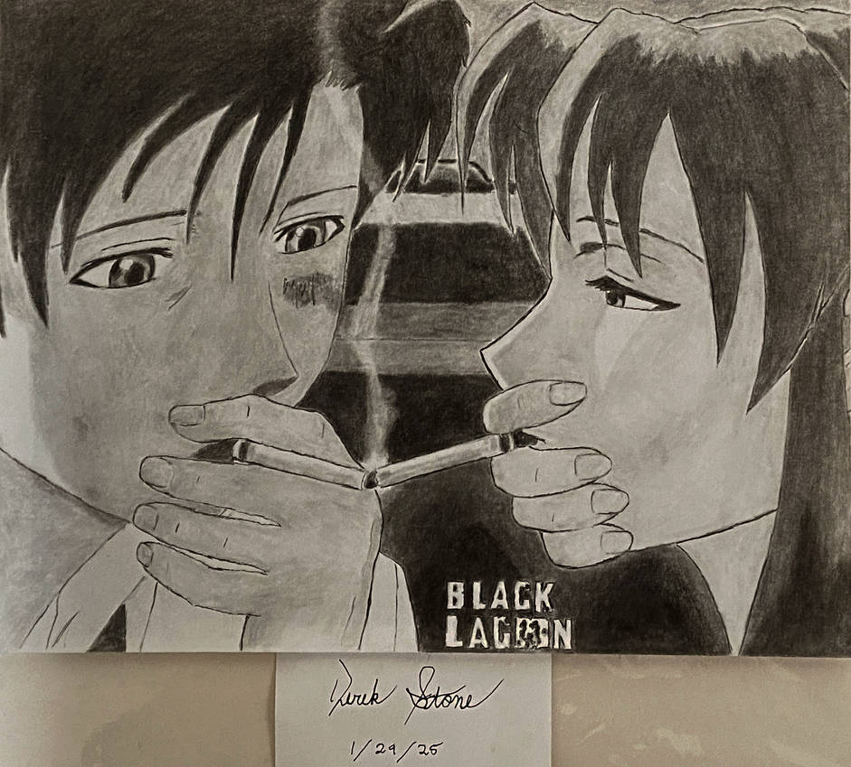 cigarette kiss black lagoon Rock and Revy Argue, - Musing's on Anime Imagery Revy Rock GIF - Revy