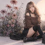 Brown Knit and Faded Flowers