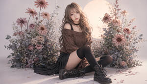 Brown Knit and Faded Flowers