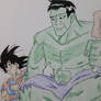 Goku hanging out with the Hulk